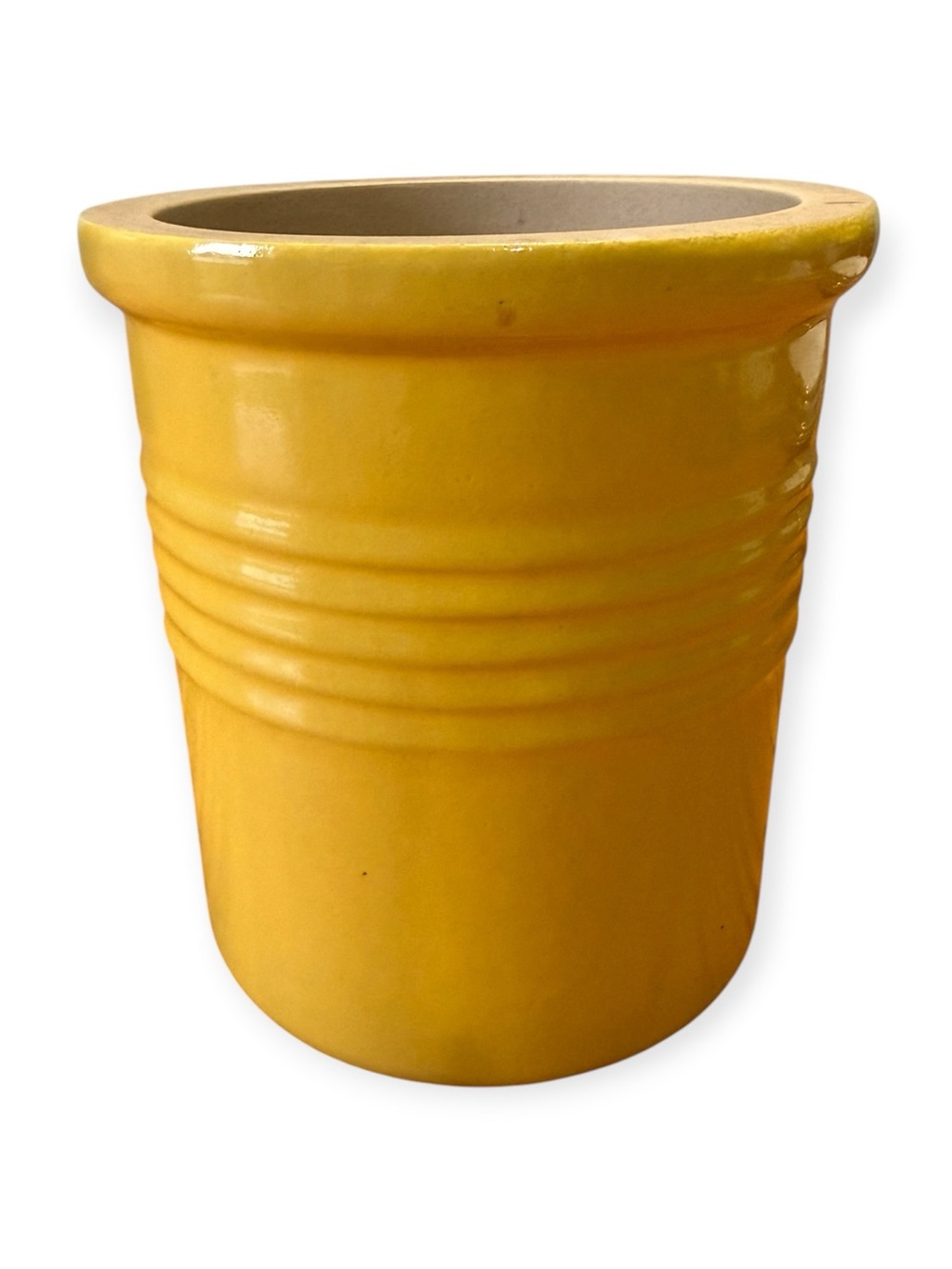 PAMPERED CHEF Utensil Crock Family Heritage Stoneware Bread Yellow